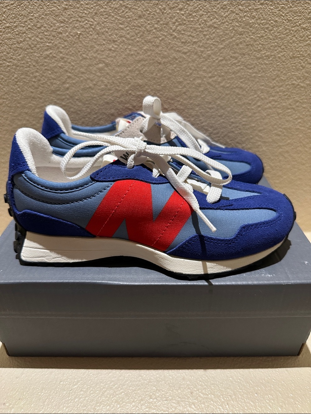 New Balance Blue and Red Retro Runner Sneakers